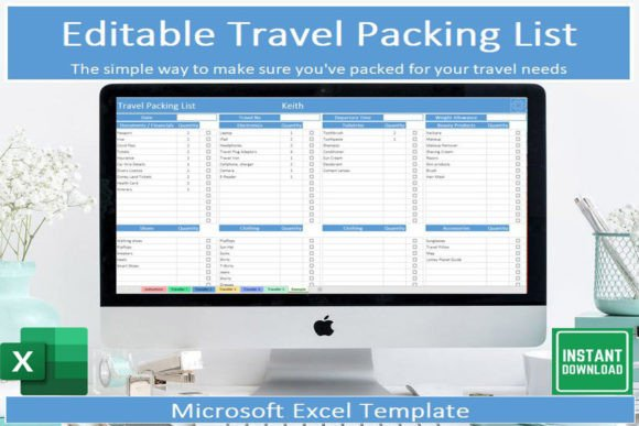 Editable Travel Packing List Template