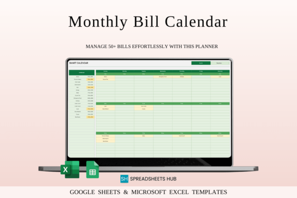 Monthly Bill Calendar Spreadsheet Excel