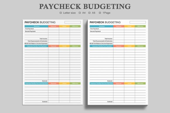 Paycheck Budgeting Worksheet